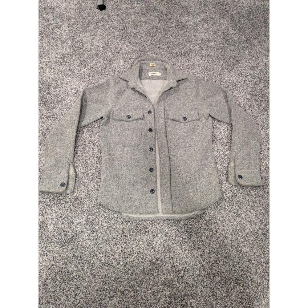 Taylor Stitch The Big Sur Shirt Jacket SZ 36 Button Front Heather Gray Polartec
